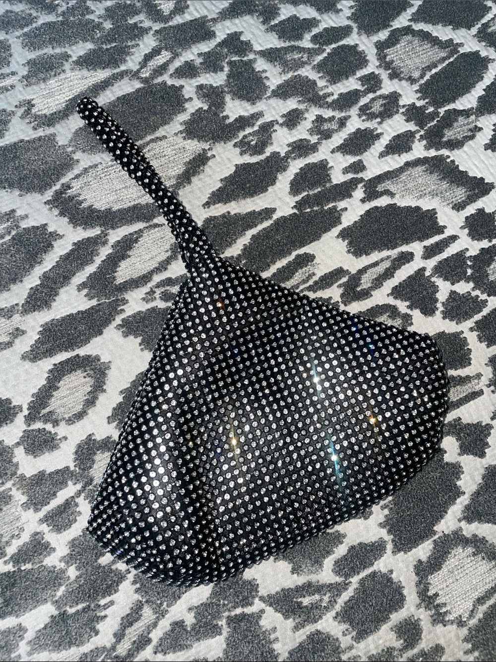 Black Rhinestone Purse Pouch